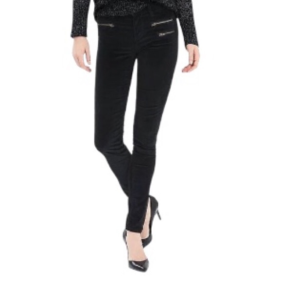 Banana Republic Zipper Pockets Skinny Ankle Corduroy Pants Black Women's 29 - Picture 1 of 15